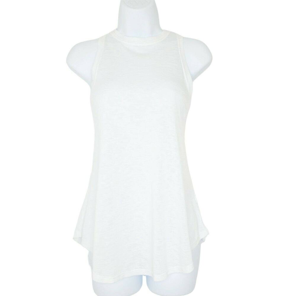 Athleta High Neck Tank Top XXS White Sleeveless Active Athleisure Gym Yoga